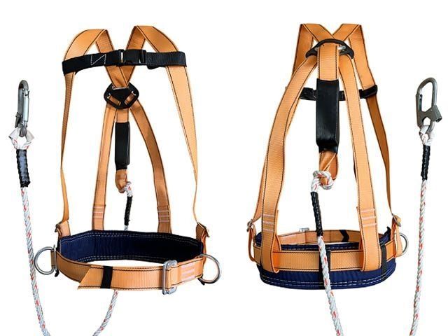 Удерживающая привязь УП-2Д+Строп В (канат)+а (амортизатор) (р-р XL) (регулировка от S до XL (обхват пояса 740-1640мм))