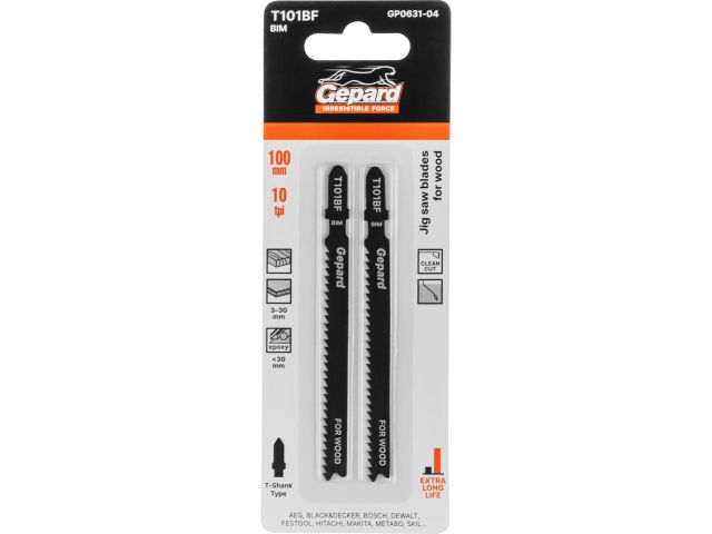 Пилка лобз. по дереву T101BF (2 шт.) GEPARD (пропил прямой, тонкий, аккуратный и чистый рез)