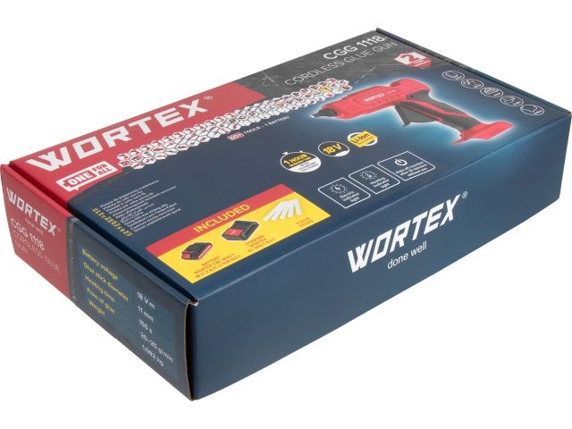 Аккум. клеевой пистолет WORTEX CGG 1118 в кор. ALL1 XLT с акб и з/у SET 18В, 11 мм