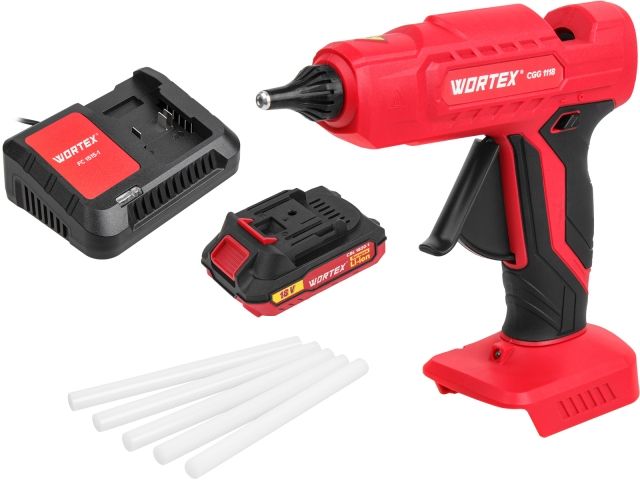 Аккум. клеевой пистолет WORTEX CGG 1118 в кор. ALL1 XLT с акб и з/у SET 18В, 11 мм