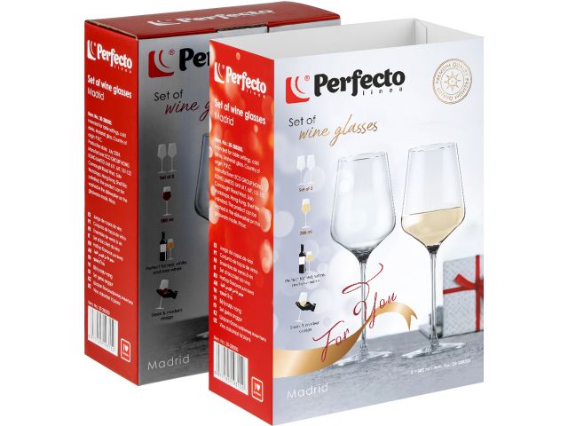 Набор бокалов для вина, 2 шт., 380 мл, серия Madrid, PERFECTO LINEA (Размер: 240х80 мм)