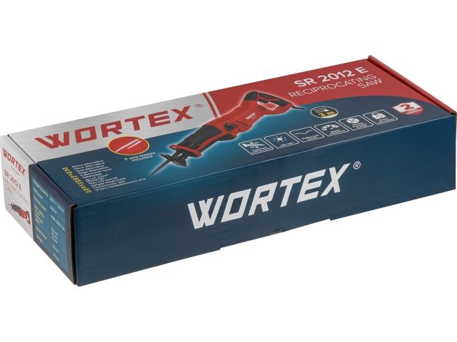 Сабельная пила WORTEX SR 2012 E в кор. + 2 пильных полотна 1200 Вт, дер. 210 мм, ход 30 мм, рег.об. (1200 Вт, дер.210 мм, алюм.20 мм, рег.об