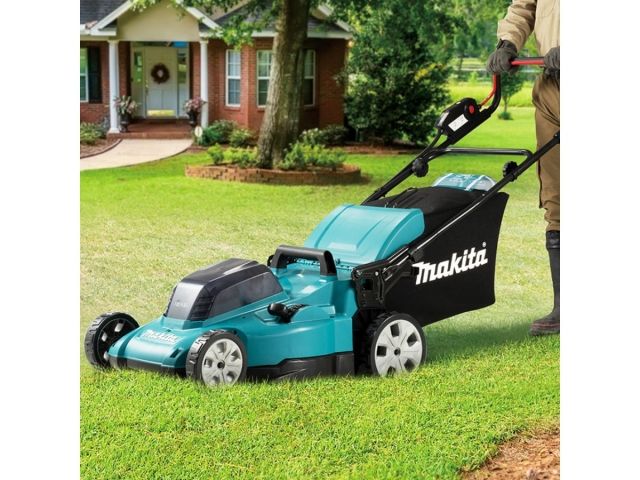 Газонокосилка аккумуляторная MAKITA LXT DLM480CT2 (36.0 В, 2 акк., 5.0 А/ч, Li-Ion, шир. 480 мм, выс. 20-100 мм, пластм. корпус, травосборни